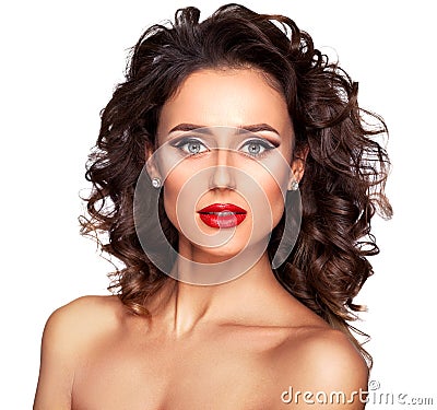 Closeup portrait of beautiful nude fashion female model Stock Photo