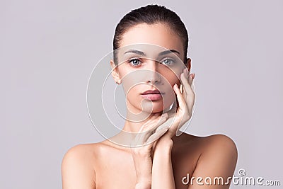 Closeup portrait of beautyful woman with clean fresh skin Stock Photo