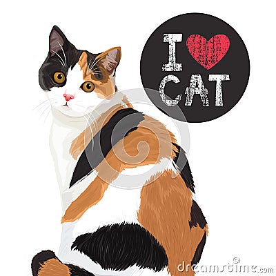 I love cute cat Vector Illustration