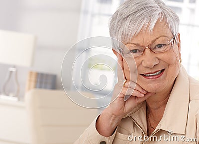 Closeup portrait of elderly woman Stock Photo