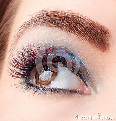 Closeup portrait of eyelash extensions Stock Photo