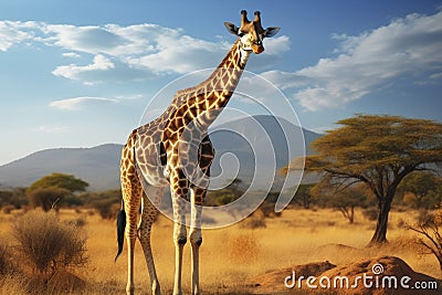 Closeup portrait giraffe on park background looking down Stock Photo