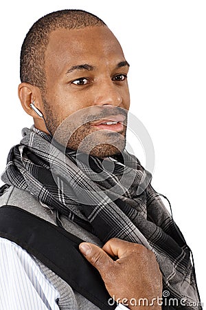 Closeup portrait of goodlooking man in scarf Stock Photo