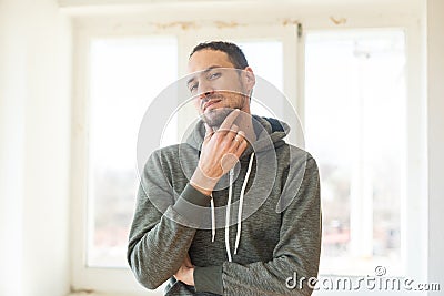 Closeup portrait of a groggy upset worried sad, depressed, tired business man with a headache and very stressed Stock Photo