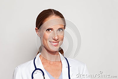 Closeup portrait of optimistic medical woman doctor or nurse Stock Photo