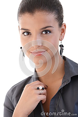 Closeup portrait of pretty businesswoman Stock Photo