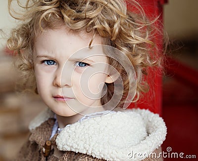Closeup portrait of serious caucasian girl Stock Photo