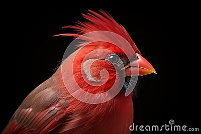 Closeup portrait of a vibrant northern cardinal bird. Generative AI Stock Photo
