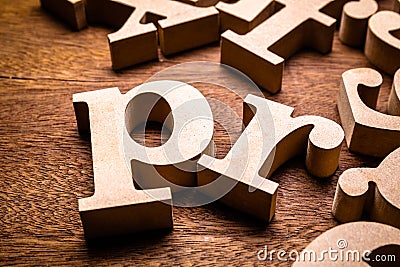 PR Public Relations Wood Letters Stock Photo