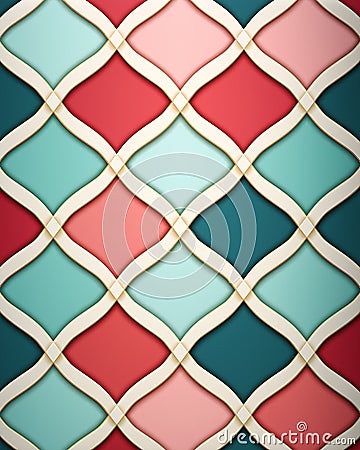 Closeup of a preppy pattern in white and red on a pink and teal Stock Photo
