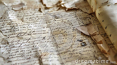 A closeup of a preserved script with handwritten notes and annotations offering a glimpse into the creative process of a Stock Photo