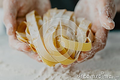 Chef making traditional italian homemade pasta Stock Photo