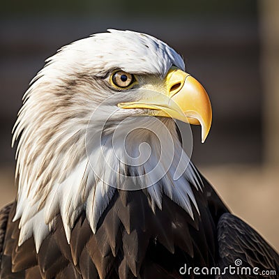 closeup profile bald head eagle Stock Photo