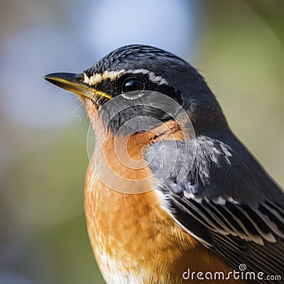 closeup profile robin bird head Stock Photo