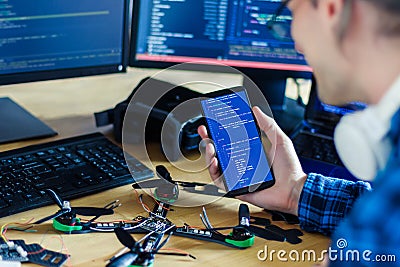 Software developer, freelancer working with hardware Stock Photo