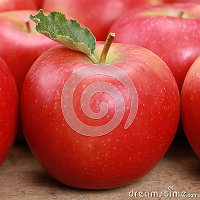 Red apple with a leaf Stock Photo