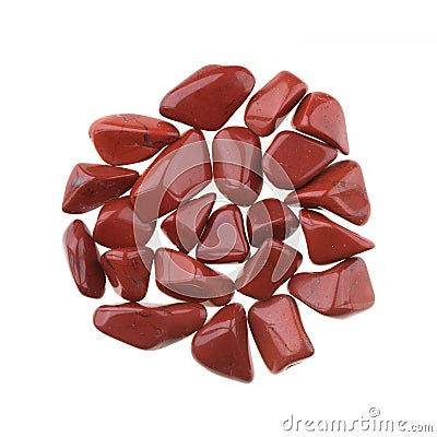 Red jaspis gemstones isolated on white background Stock Photo