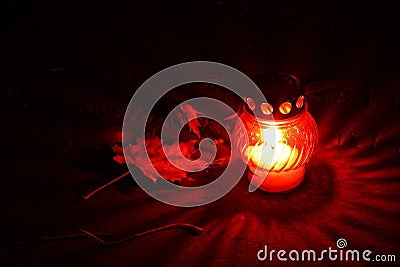 Closeup of red votive candles Stock Photo