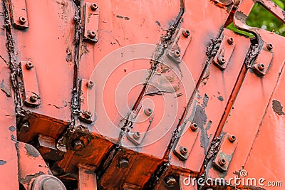 Closeup on retracted extension sections Stock Photo