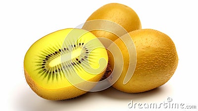 Closeup ripe golden kiwi fruit on wooden background. Healthy fruits concept. Generative Ai Stock Photo