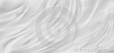 Rippled white silk fabric Stock Photo