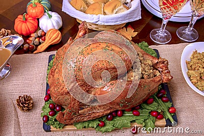 Closeup, Roasted, Stuffed Turkey Stock Photo