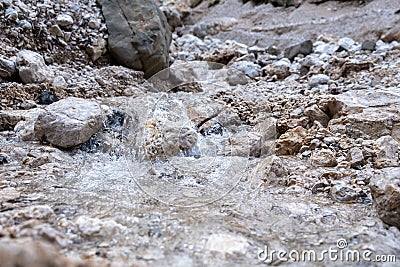 Closeup of rocky mountainous stream in the Val di Fassa, Dolomites Stock Photo