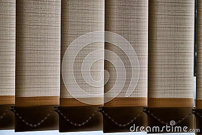 Closeup Roller blinds curtains on the window Stock Photo