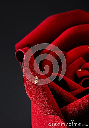 Closup of rose flower shaped cake on dark background Stock Photo