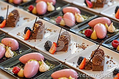 Closeup of rows of sweet and tasty pastrie Stock Photo