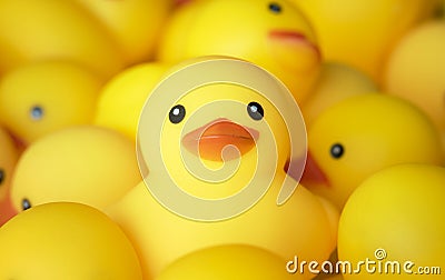 Closeup of rubber duckies baby bath Stock Photo