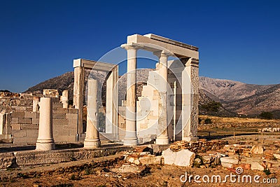 Closeup of the ruins of temple of Demeter on Naxos island, Greece Stock Photo