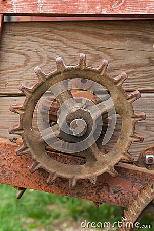 Rusty Gear on Farm Machinery Stock Photo