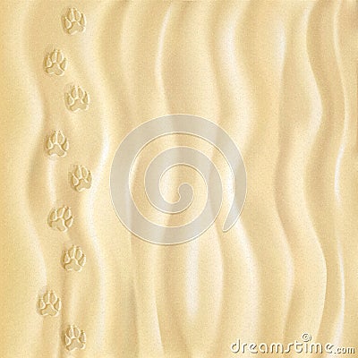 Closeup of sand pattern of a beach in the summer. Clear deep footprints on sand. Track. Overhead view. Texture of sand Vector Illustration