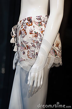 satin shorty on mannequin in fashion store showroom for women Stock Photo