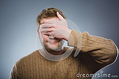 Closeup Scared and shocked man. Human emotion face expression Stock Photo