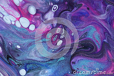 Swirling smoke abstract painting with teal glitter effect. Stock Photo