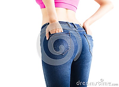Closeup woman wearing jeans Stock Photo