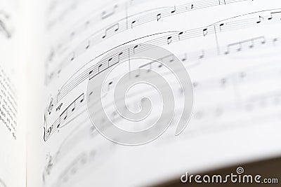 Closeup of Sheet Music. Musical Notes with Selective Focus Stock Photo