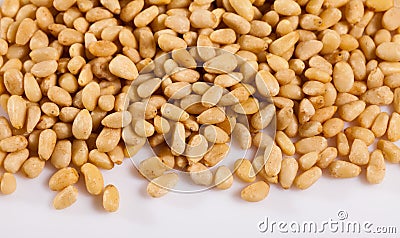 Closeup of shelled pine nuts Stock Photo