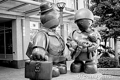 Closeup shot of black and white statues in Toronto, Canada Editorial Stock Photo