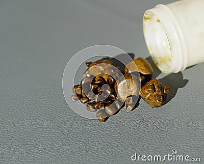 Closeup shot of body jewelry on the table Stock Photo