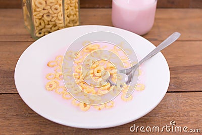 Closeup shot of a bowl full of regular cereal Stock Photo