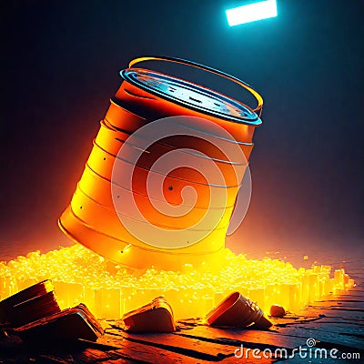 A closeup shot of a bucket of water on a dark background AI Generated Stock Photo