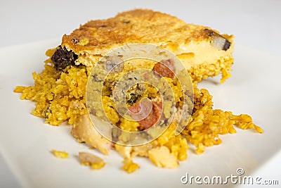 Closeup shot of casserole with rice on a plate Stock Photo