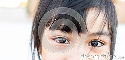 Closeup shot of child eyes with clear and shinny reflection. Eye care concept Stock Photo