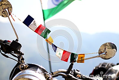 Closeup shot of colorful details on a moped Stock Photo