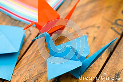 Closeup shot of colorful papers to make origami art Stock Photo