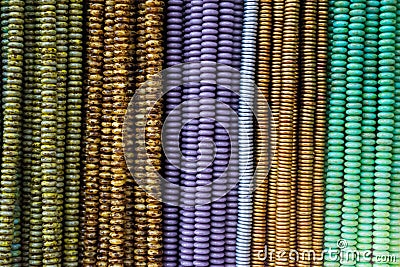 Closeup shot of colourful bead chains Stock Photo