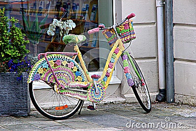 Closeup shot of a decorated bicycle Stock Photo